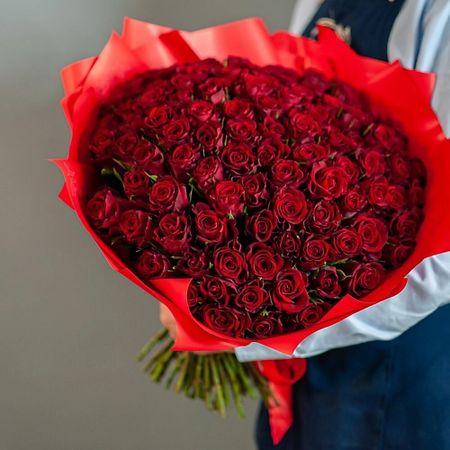 Букет живых цветов ЦВЕТНИК ЦВЕТЫ И ПОДАРКИ 101 красная роза  оформлении фото обои для пола beibehang красная роза белая роза лепесток пвх самоклеящиеся водостойкие