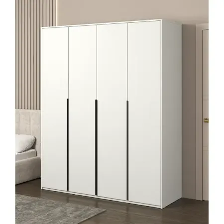 Шкаф распашной Бергамо с 4 дверями 180x220x60 см ЛДСП цвет белый много ные плюшевые кулоны для автомобиля подвесные вельветовые кости украшение для зеркал заднего вида стайлинг