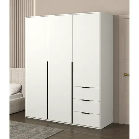 Шкаф распашной Бергамо с 3 дверями 180x220x60 см ЛДСП цвет белый штанга поперечная для вешалок larvij 400мм