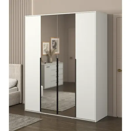 Шкаф распашной Бергамо с 4 дверями 180x220x60 см ЛДСП цвет белый штанга поперечная для вешалок larvij 400мм