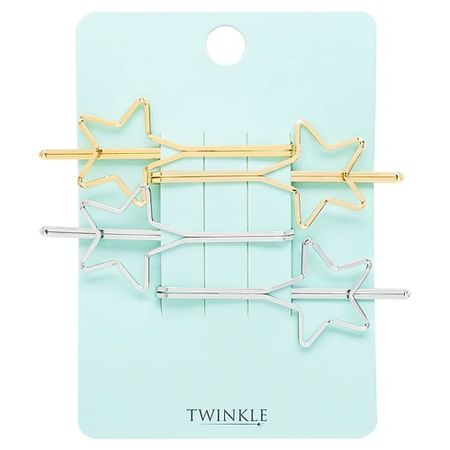 Набор заколок для волос TWINKLE Заколки-невидимки для волос STARS SILVER AND GOLD