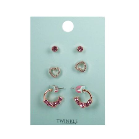 Набор серег TWINKLE Серьги набор из 3 пар Pink Heart