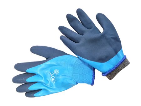 Перчатки акриловые с двойным латексным обливом утепленные синие 10 (L) одноразовые защитные перчатки rhino нитриловые синие