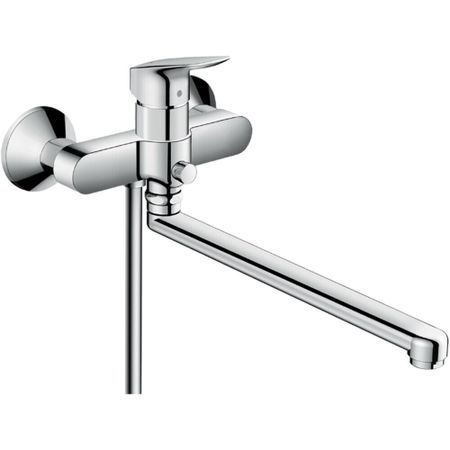 Смеситель для ванны Hansgrohe хром однорычажный с длинным изливом без лейки (71402000) декоративные гайки из латуни m6m8m10m12