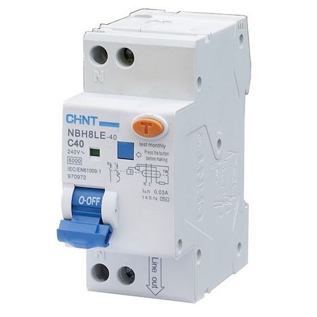 Автомат дифференциальный Chint NBH8LE-40 40А 1P+N тип AC 30 мА 4,5 кА (206066)