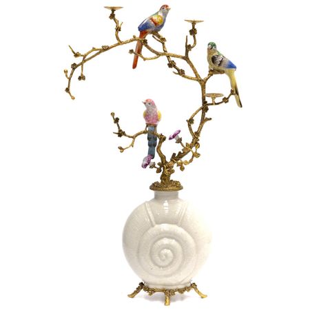 Подсвечник с птицами Glasar белый 41x19x64 см подсвечник edg олень белый 15x13x9 см