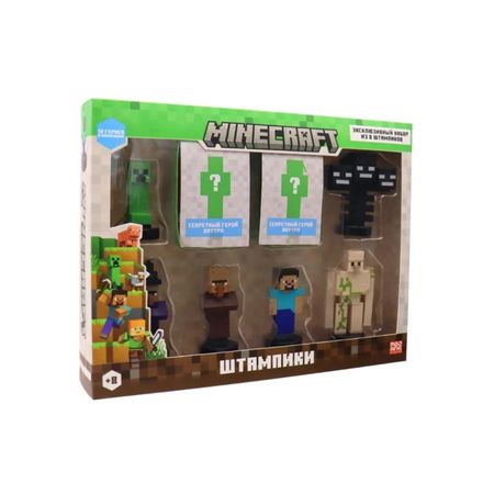 Набор штампиков Minecraft, 8 шт. в коробке, ассортимент А, 2 скрытых героя: Зомби и Скелет, MC5070A медаль героя советского социалистического труда