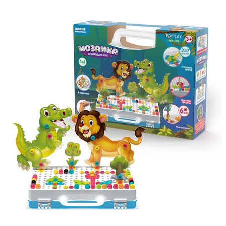 Мозаика в чемоданчике ND Play Дикие животные 4в1 детские наклейки животные 50 шт
