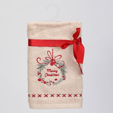 Полотенце Erteks Merry X-mas венок бежевый 40х70 см