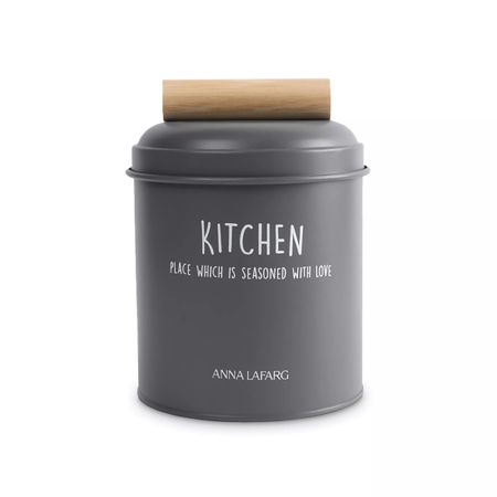 Банка Anna Lafarg Local для сыпучих продуктов 1 л, cталь жестяная, дерево, серый, ANLAF-W7017-1B банка для хранения anna lafarg зелено красная елка 15х17 см 510 мл