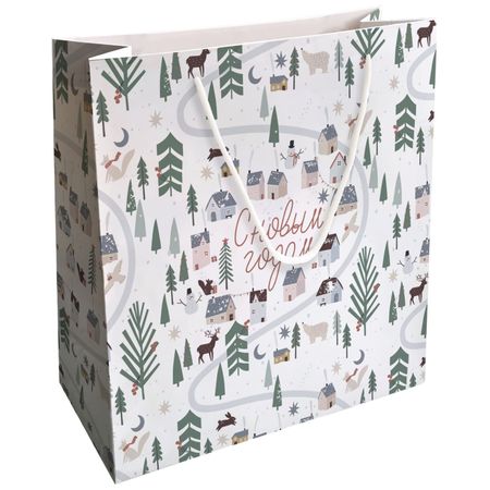 Пакет подарочный Be Smart Village, белый, 32х32 см