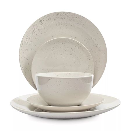 Сервиз обеденный Anna Lafarg Viveiro на 6 персон, 18 предметов, керамика, белый в крапинку, ANLAF-021224