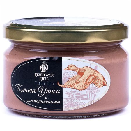 Паштет Деликатес дичь из утиной печени, с шампиньонами, 200 г