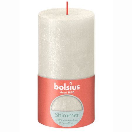 Свеча Bolsius Rustic Metallic Shimmer 13х6,8 см слоновая кость