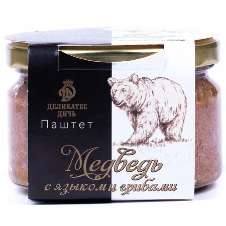Паштет из медвежатины Деликатес дичь с языком и грибами, 200 г