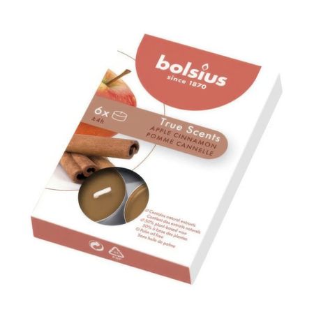 Свечи ароматические Bolsius чайные 4 часа, яблоко-корица, 6 шт 50 шт прозрачные нейлоновые чайные пакетики
