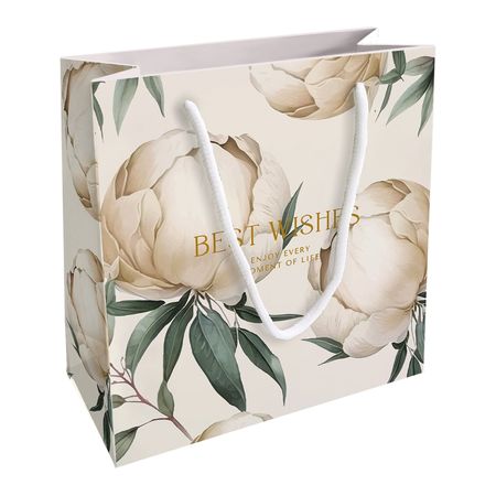 Пакет подарочный Be Smart Peony айвори 20х20 см