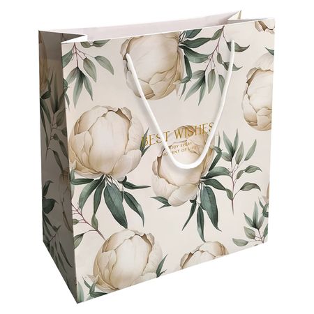 Пакет подарочный Be Smart Peony айвори 32х32 см