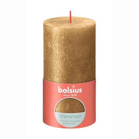 Свеча Bolsius Rustic Metallic Shimmer 13х6,8 см золотая