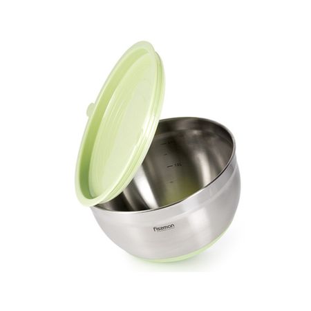 Миска Fissman с крышкой, нержавеющая сталь 20x12 см, 3 л