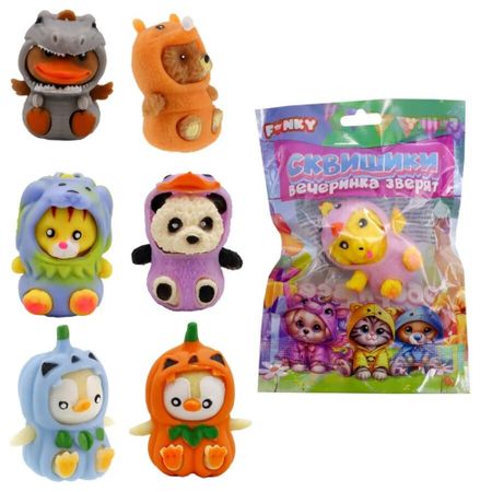 Фигурка-тянучка Funky Toys Сквишики вечеринка зверят 1 шт в ассортименте звери птицы еда bow wow замшевая игрушка мягко набивная пингвиненок 400 г