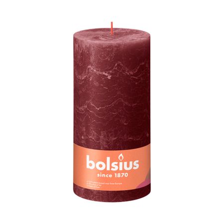Свеча столбик Bolsius rustic красный бархат 20х10 см