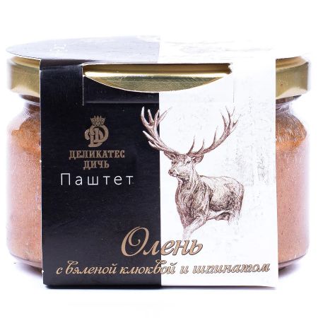 Паштет Деликатес дичь из мяса оленя, с вяленой клюквой и шпинатом, 200 г еда florida консервы   консервы для щенковиндейка с клюквой 12 шт 2 88 кг