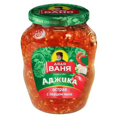 Аджика Дядя Ваня острая с перцем чили, стеклянная банка, 370 г