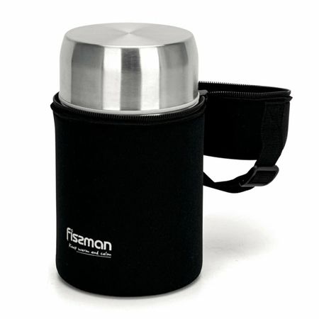 Термос Fissman для еды в чёрном чехле, нержавеющая сталь, 900 мл 300 мл нержавеющая   304 кружка для чая воды кофе автомобильная термос кружка для honda civic xr v hr v city accord odyssey spirior jazz