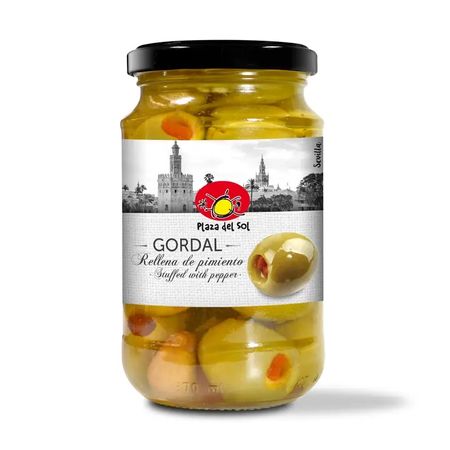 Оливки гордаль с перцем Plaza del Sol 350г магниты на холодильник испания plaza