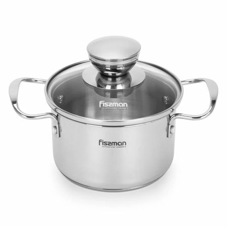 Кастрюля Fissman Mini cook стеклянная крышка, нержавеющая сталь, 12 см, 0,8 л
