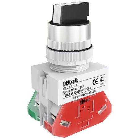 Переключатель кулачковый Dekraft ПЕ-22 220 В 1НО+1НЗ IP54 3P черный (25052DEK) переключатель kcd3 2 позиции зеленый 16а 250в