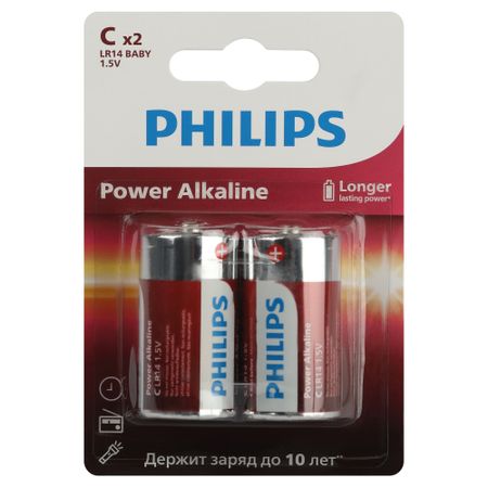 Батарейка Philips Power C LR14 1,5 В (2 шт.) (Б0062687) батарейка gp power plus r6 солевая aa 4 шт