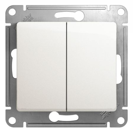 Переключатель Systeme Electric Glossa двухклавишный встраиваемый перламутр (GSL000651) переключатель 1 клавишный schneider electric glossa титан