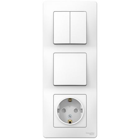 Блок выключатель и розетка Systeme Electric Blanca трехклавишный встраиваемый белый (BLNBS101201)