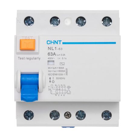 УЗО Chint NL1-63 63А 3P+N тип AC 300 мА 6 кА (200231) оригинальные chint cjx1 22 22 2no 2nc контактор переменного тока 50 гц ac220v ac380v ac110v ac36v ac24v 3tb
