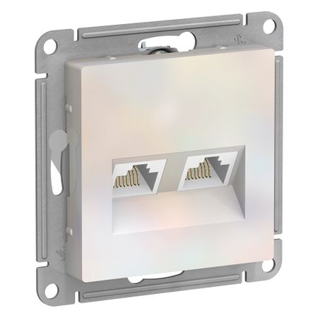 Розетка компьютерная Systeme Electric AtlasDesign встраиваемая жемчуг 2хRJ45 (ATN000485)