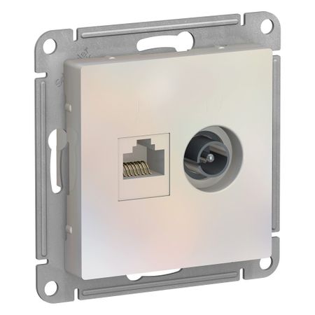 Розетка телевизионная/ компьютерная Systeme Electric AtlasDesign встраиваемая жемчуг TV/ RJ45 (ATN000489)