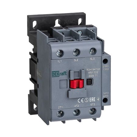 Контактор модульный Dekraft КМ-102 230 В 65 А тип AC 1НО+1НЗ (22008DEK)