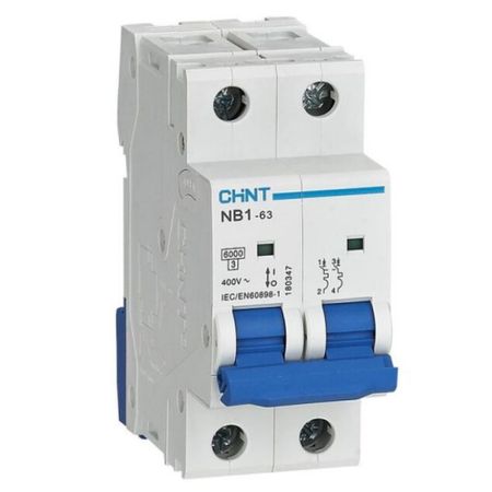 Автоматический выключатель модульный Chint NB1-63 2P 16А тип C 6 кА 400 В (179658) автоматический выключатель chint nxb 63s 3p c50 а 4 5 ка