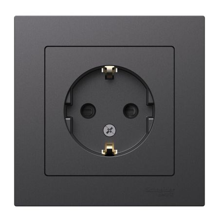 Розетка Systeme Electric AtlasDesign встраиваемая базальт со шторками (ATN001444)