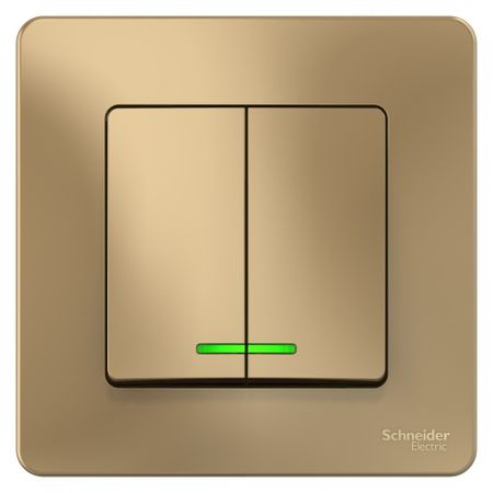 Выключатель Systeme Electric Blanca двухклавишный встраиваемый титан с подсветкой (BLNVS010514)