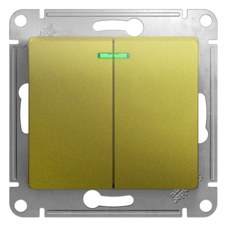 Выключатель Systeme Electric Glossa двухклавишный встраиваемый фисташковый с подсветкой (GSL001053)