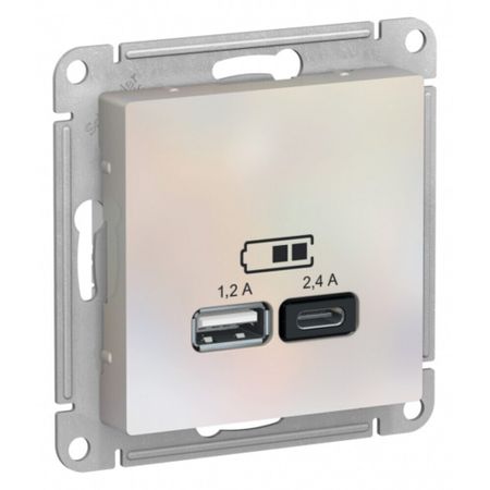 Розетка USB Systeme Electric AtlasDesign встраиваемая жемчуг USB-A/ Type-C (ATN000439) розетка cxfg 1 gang 6 с usb type c