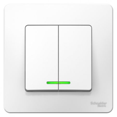 Выключатель Systeme Electric Blanca двухклавишный встраиваемый белый с подсветкой (BLNVS006511)