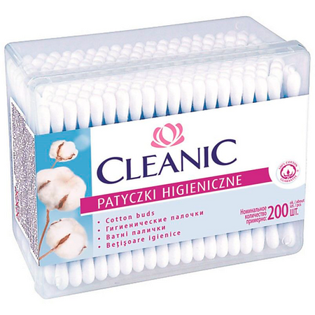 Ватные палочки CLEANIC Ватные палочки гигиенические в бумажной прямоугольной коробке палочки гигиенические рыжий кот 100шт полиэтилен