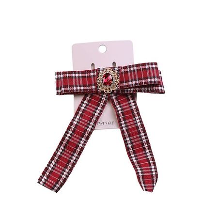 Заколка для волос TWINKLE Заколка для волос с бантом Red Checker хлопковые двусторонние полосатые наволочки с бантом 48x74 см