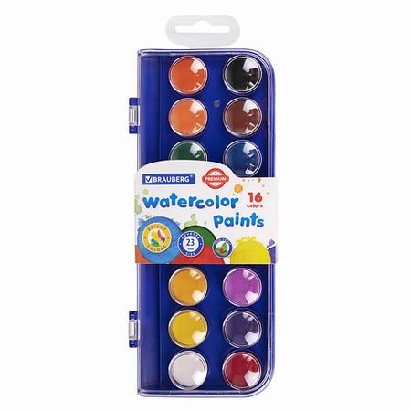 Краски BRAUBERG Краски акварельные PREMIUM стикеры акварельные винтажные фиолетовые blingird