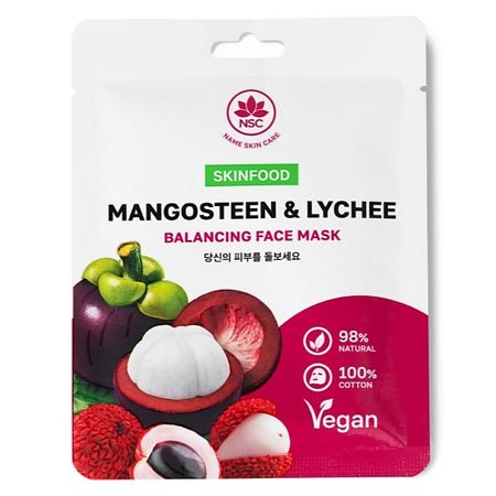 Маска для лица NAME SKIN CARE SKINFOOD Тканевая маска для лица Мангостин и Личи