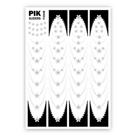 Слайдеры PIK Слайдеры для ногтей P-148 Цветочный френч белый Фольга 4 шт фильтры для френч пресса сетчатые